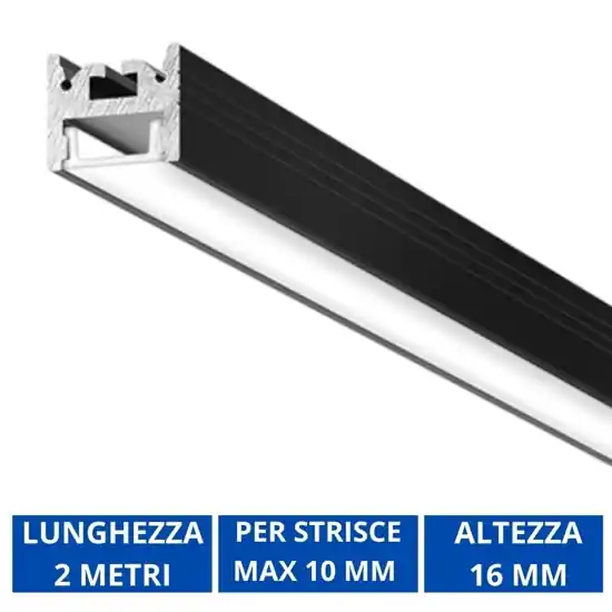 Pagamento Sicuro Profilo 2mt nero riga g per strip led max 10mm gea luce