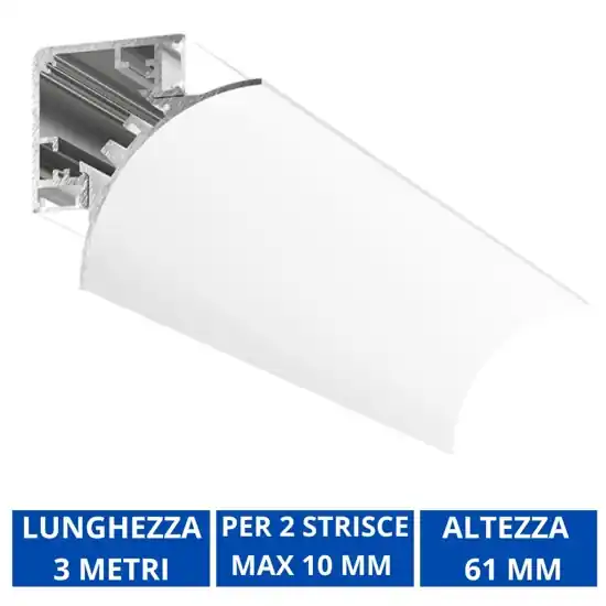 Profilo angolare 3mt lubiana c per n2 strip led max 10mm gea luce Professionale