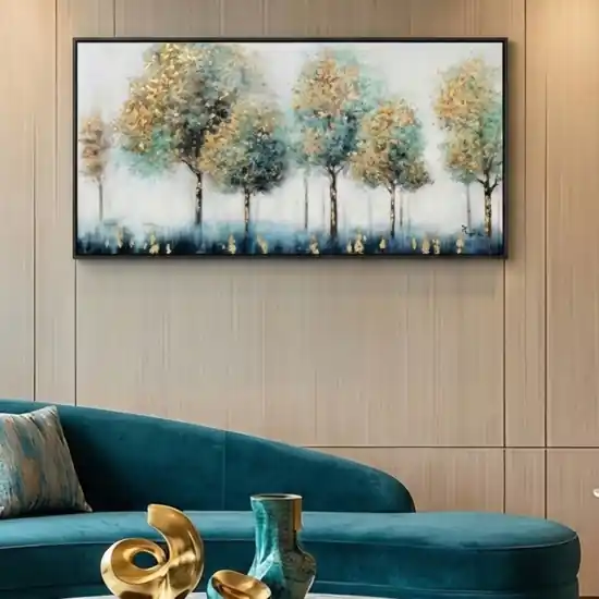 Professionale Quadro moderno con cornice nera 150x70 cm foresta decorata