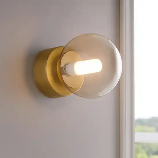 Ideal lux perlage ap1 applique 1 luce sfera vetro ambrato Saldi