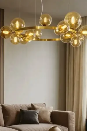 Direttamente Dal Produttore Ideal lux perlage sp14 lampadario vetri ambra