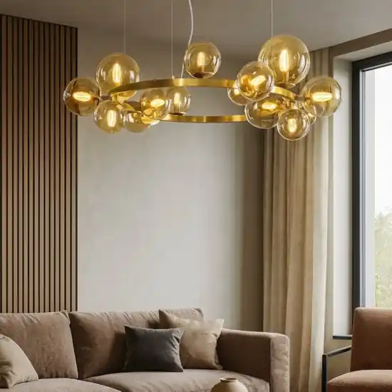 Direttamente Dal Produttore Ideal lux perlage sp14 lampadario vetri ambra