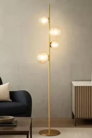 Perlage ideal lux pt4 lampada da terra sfere vetro ambra trasparente Spedizione Espresso