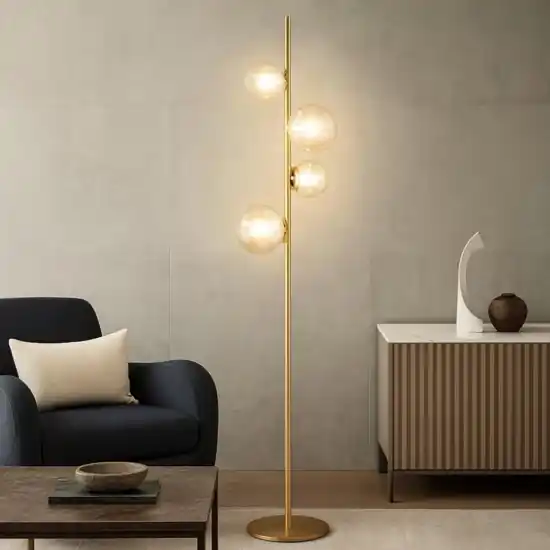 Perlage ideal lux pt4 lampada da terra sfere vetro ambra trasparente Spedizione Espresso