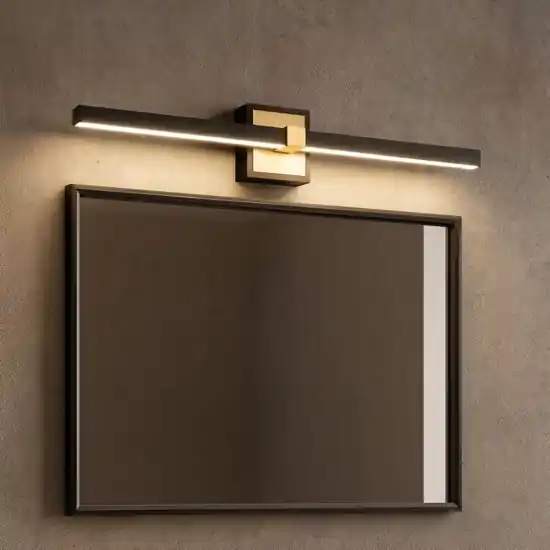 Peguera eglo applique per specchio da bagno nero oro 11w 3000k Popolare