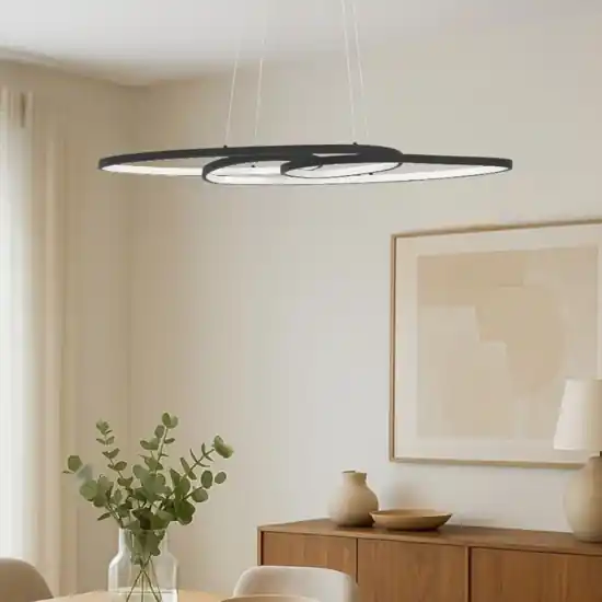 Lampadario per soggiorno moderno nero led 3000k dimmerabile gianella eglo A Buon Prezzo