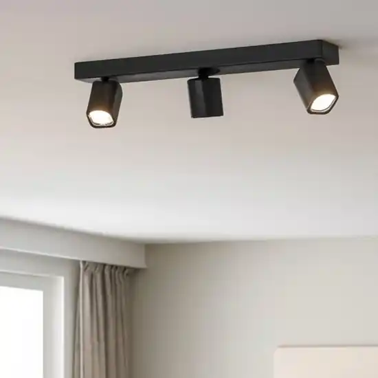 Ideal lux rudy pl3 nero square plafoniera con faretti led 7w 3000k Solo Oggi