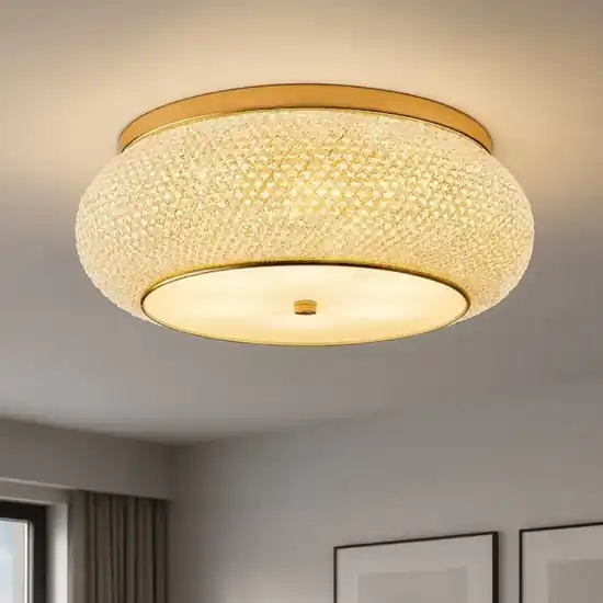Prezzo Conveniente Pasha‘ pl10 ideal lux plafoniera per camera da letto 40cm cristallo metallo oro lucido