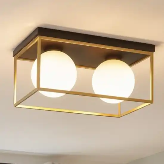 Ideal lux lingotto pl2 plafoniera due luci rettangolare metallo nero e oro Prezzo Scontato