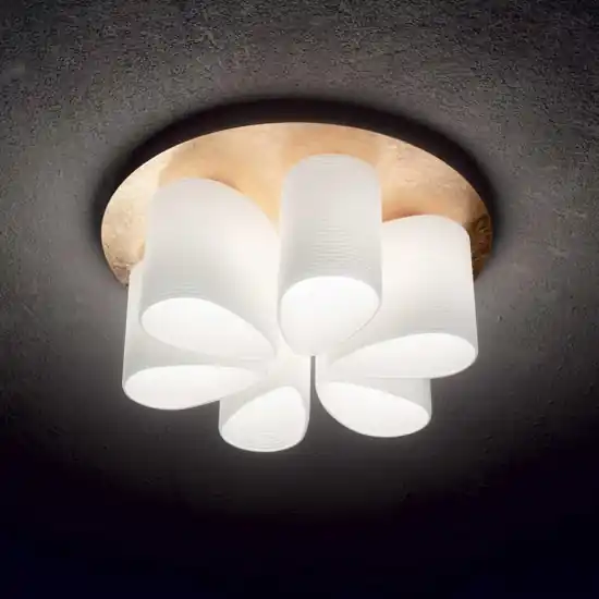 Ultime Pezzi Daisy pl6 ideal lux plafoniera moderna per salotto foglia oro diffusori vetro