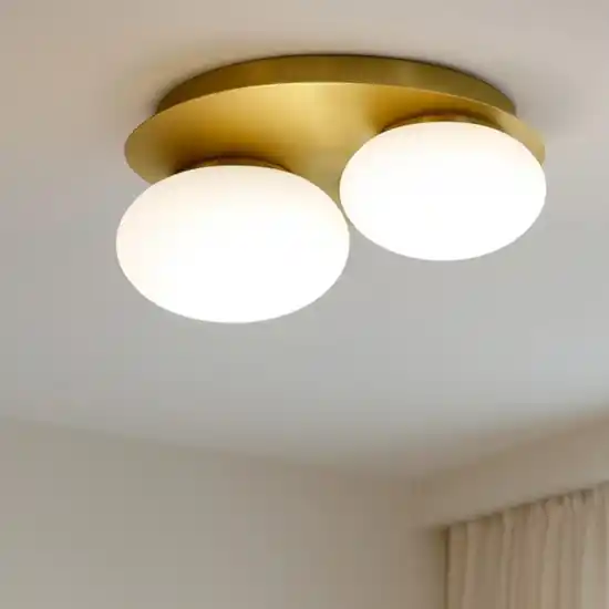 Ninfea pl2 ideal lux plafoniera moderna due luci ottone vetro bianco per ingresso Professionale