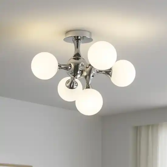 Nodi pl5 ideal lux plafoniera moderna 5 luci design struttura dna cromo sfere bianche Nuovo Arrivo