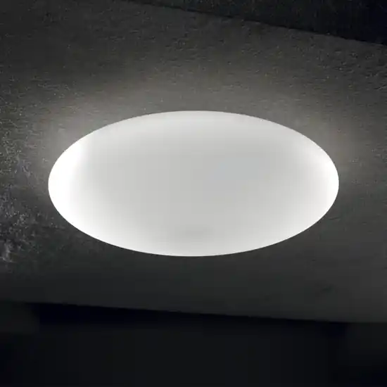 Consegna Rapida Plafoniera smarties pl1 d33 moderna ideal lux disco vetro bianco