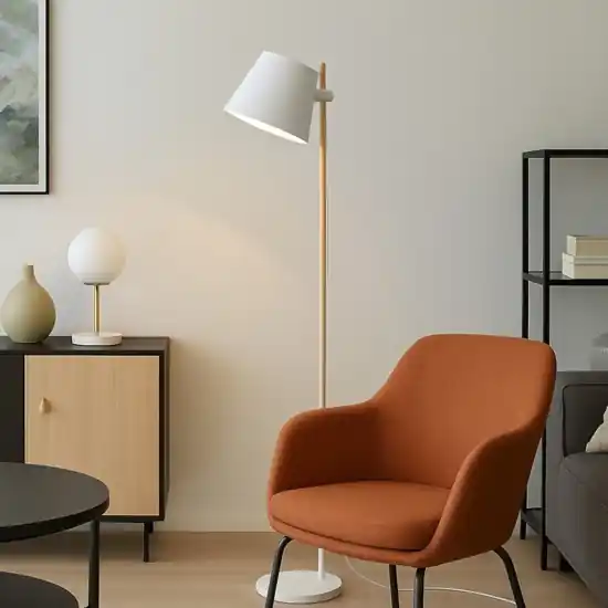 Prezzo Scontato Axel pt1 ideal lux lampada da terra di legno paralume bianco