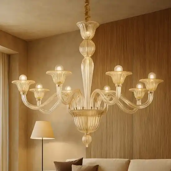 A Buon Prezzo Ideal lux brigitta sp8 lampadario cristallo ambra