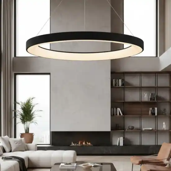 Lampadario anello 65cm nero led 2700k-5000k 50w con telecomando app Spedizione Espresso