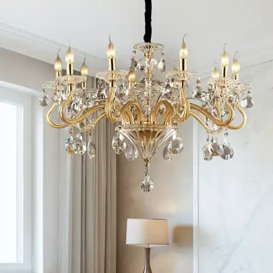 Promozione Esclusiva Lampadario di cristallo negresco sp10 ideal lux trasparente e oro