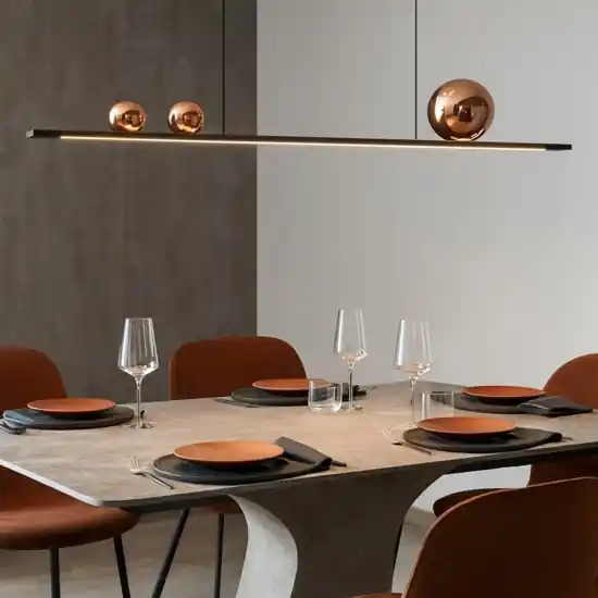 Vivida moonlight lampadario nero sfere vetro rame led 36w 3000k Novità