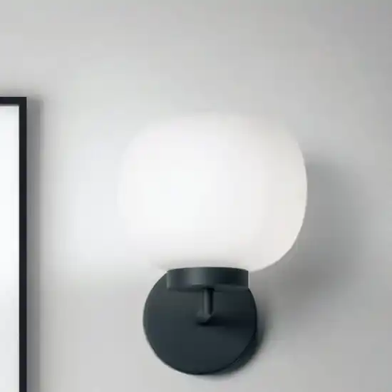 Ultimissimo Modello Applique lampada da parete moderna nera vetro bianco miloox bomboi
