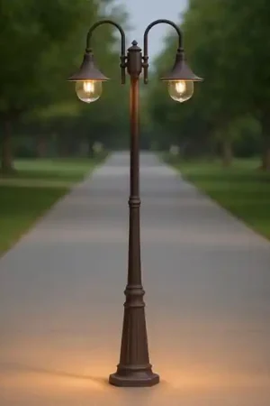Ultimissimo Modello Cima pt2 lampione alto per esterno giardino marrone ip43 due luci ideal lux