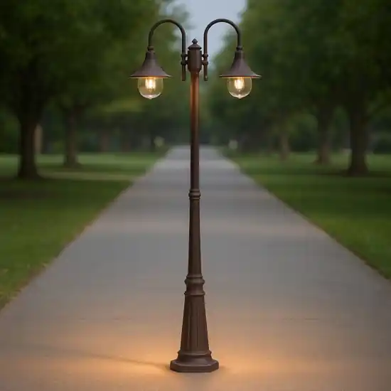 Ultimissimo Modello Cima pt2 lampione alto per esterno giardino marrone ip43 due luci ideal lux