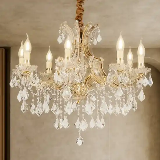 Lampadario di cristallo a goccia napoleon sp8 dorato ideal lux 8 luci Spedito Oggi