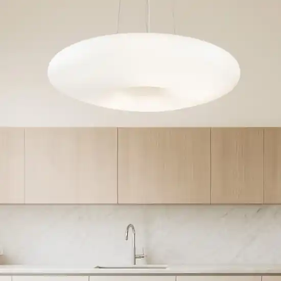 Compra Oggi Stesso Ideal lux glory sp3 d50 lampadario disco vetro bianco