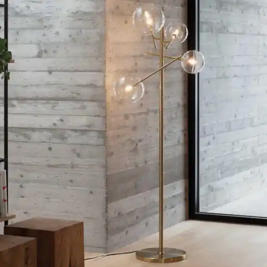 Di Tendenza Lampada da terra equinoxe pt4 ideal lux ottone sfere vetro