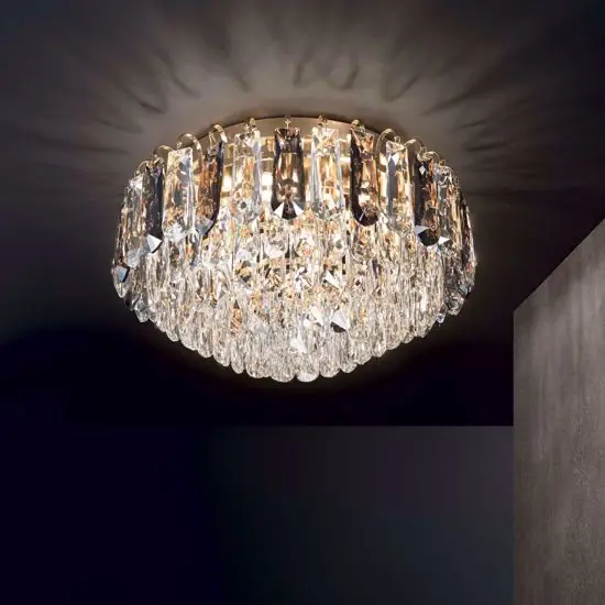 Ideal lux magnolia pl7 plafoniera oro classica cristalli decorativi Compra Oggi Stesso