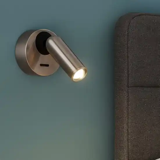 Compra Online Bean ap round applique camera da letto ideal lux led 3w 3000k orientabile nickel