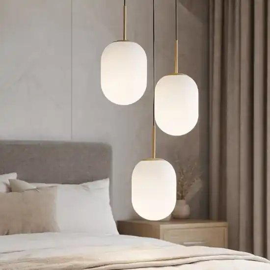 Lampadario per camera matrimoniale oro vetri sfumati bianchi Più Venduto