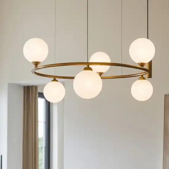 Lampadario per soggiorno moderno ring oro maytoni Popolare