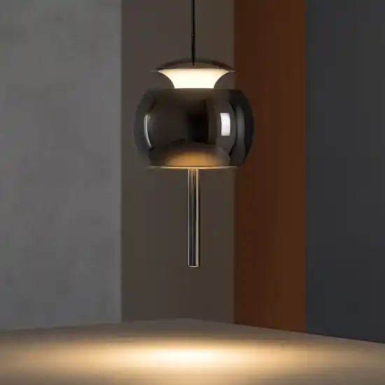 Nuova Collezione Lampada a sospensione design moderna vetro cromo nero led 3000k