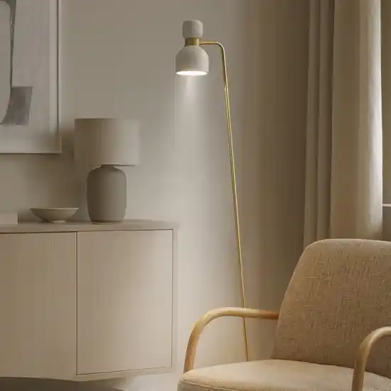 Pagamento Sicuro Miloox fifty piantana ottone vetro bianco orientabile