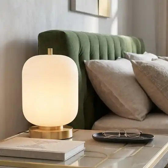 Abat-jour da comodino oro vetro bianco per camera da letto Nuova Collezione
