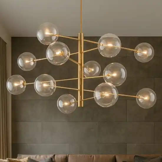 Offerta Equinoxe ideal lux sp12 ottone lampadario design bocce vetro trasparenti