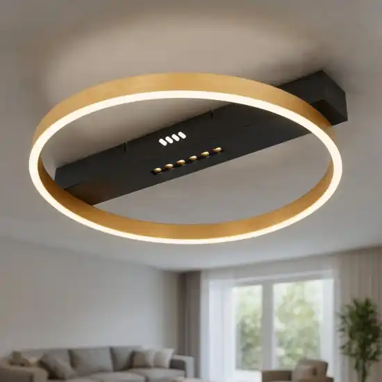 Plafoniera da soffitto led 24w 3000k rotonda moderna nero oro Offerta Del Giorno