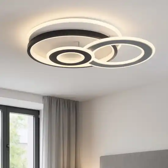 Ultime Pezzi Plafoniera moderna grigio nero cerchi led 40w 3000k