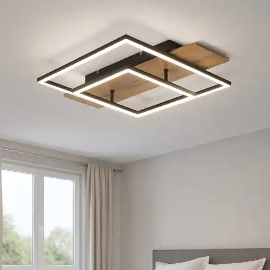 Prezzo Conveniente Plafoniera di legno led 3000k dimmerabile nera