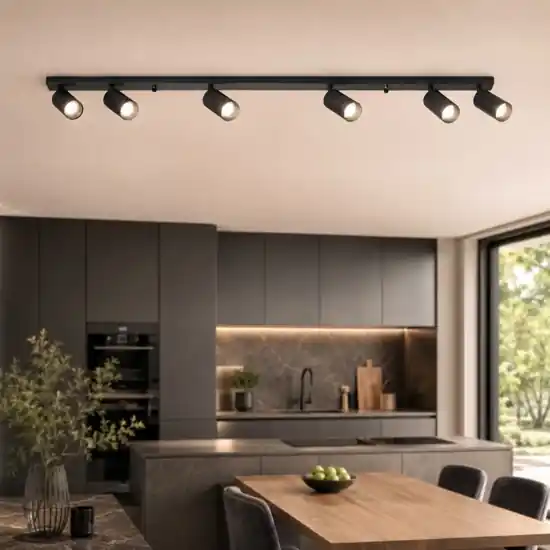 Occasione Imperdibile Plafoniera nera da cucina con 6 faretti orientabili isyluce