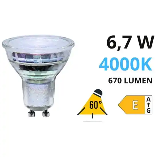 Occasione Imperdibile Lampadina vetro gu10 led 4000k 6,7w 670lm ottica 60 life