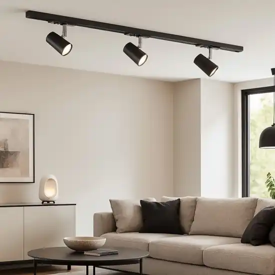 Plafoniera a binario nero 3 spot led orientabili monofase fp Economico