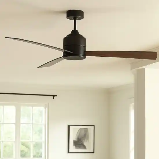 Compra Adesso Ventilatore nero con telecomando pale in legno da soffitto silenzioso
