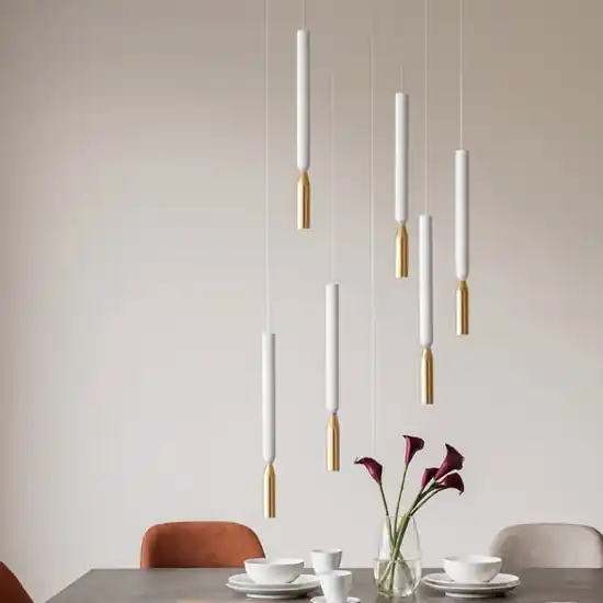 Prezzo Conveniente Ondaluce so tubic 6 lampadario multipla 6 luci led bianco e oro