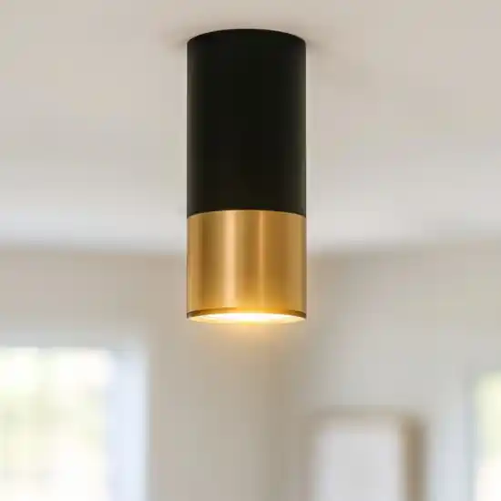 Compra Adesso Faretto cilindro nero oro per interni da soffitto
