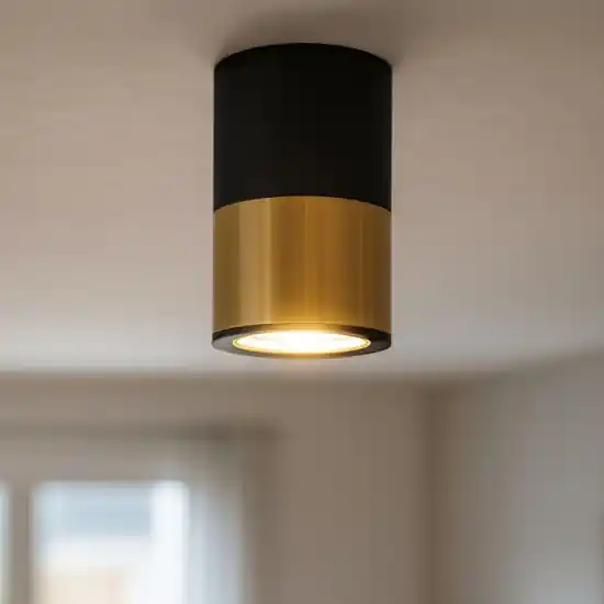 Saldi Faretto da soffitto cilindro bicolore nero oro