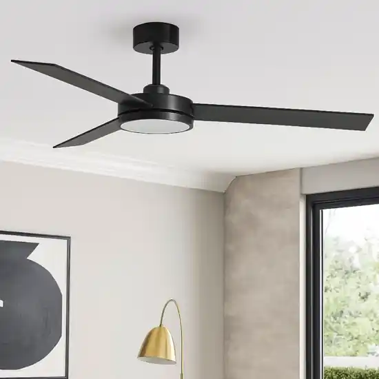 Ventilatore nero da soffitto con luce 28mq a pale silenzioso Super Prezzo
