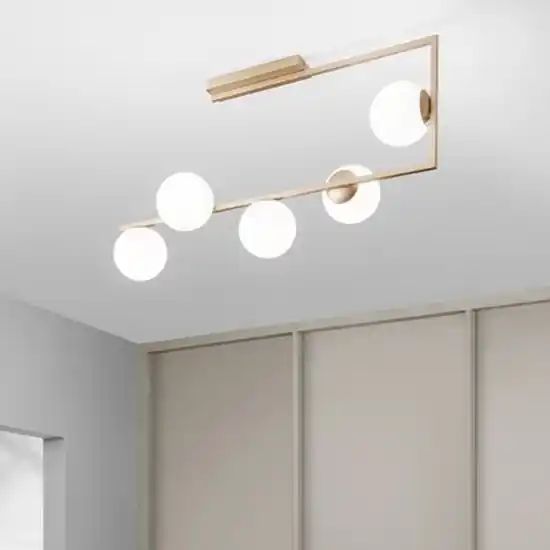 Popolare Pl monile 5 ondaluce oro plafoniera moderna 5 luci per soggiorno