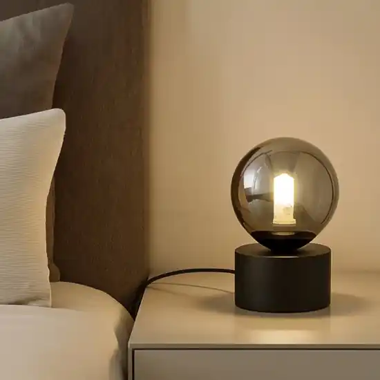 Ideal lux perlage tl1 abat-jour nera sfera fume‘ da comodino Saldi