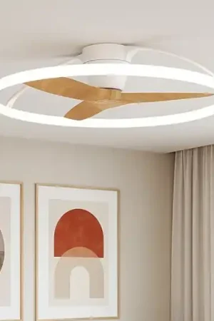 Ventilatore plafoniera con luce silenzioso bianco pale di legno con telecomando Prezzo Scontato